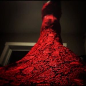 Red satin/lace gown